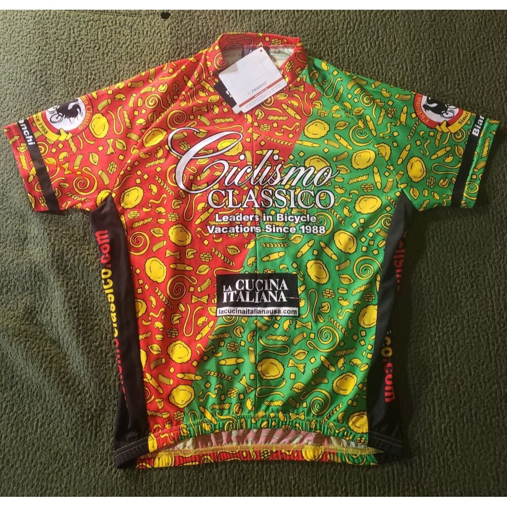 Nalini La Cucina Italiana Pasta Shapes Full Zip Men Cycling Jersey Size XXXL 3XL